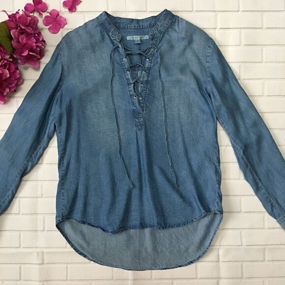 Francesca’s miami lace up chambray shirt | Size S - Picture 2 of 12